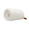 Zusammengerollter, wolkenweicher Bambus-Haarturban in Weiß mit brauner Schlaufe auf transparentem Hintergrund.